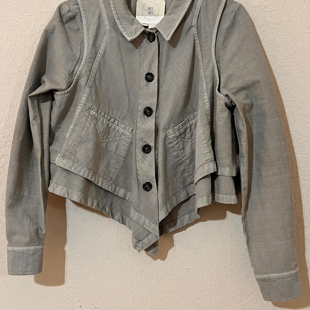 Women's Light Gray Casual Button Front Jacket